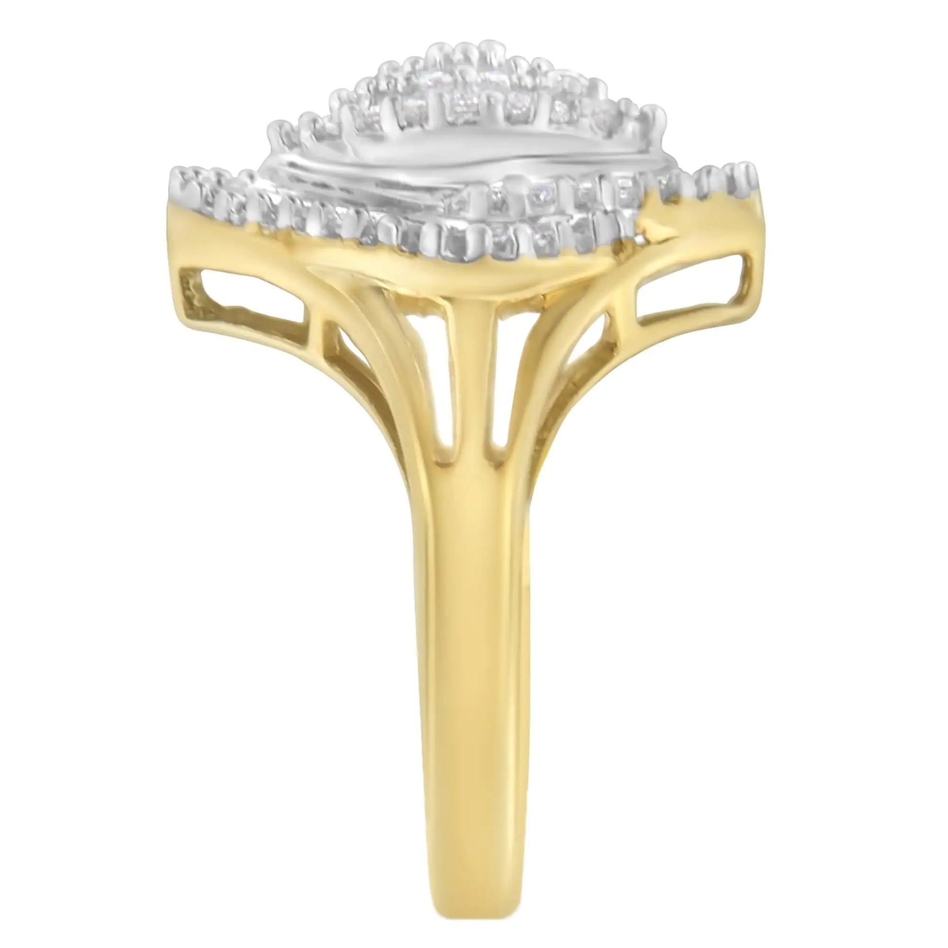 10K Yellow Gold Diamond Cocktail Ring (1/2 Cttw, J-K Color, I2-I3 Clarity) WEM Support (www.WEM.support)