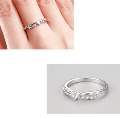 S925 Silver Cross Heart Diamond Ring WEM Support (www.WEM.support)