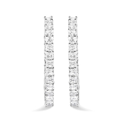 14K White Gold Natural Princess Cut Diamond Inside Out Hoop Earrings (G-H Color, SI2-I1 Clarity) WEM Support (www.WEM.support)