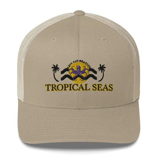Tropical Lets Get Kraken Trucker Hat WEM Support (www.WEM.support)