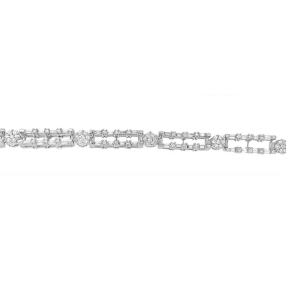 14K White Gold Round and Baguette-Cut Diamond Bracelet (2.75 cttw, H-I Color, SI1-SI2 Clarity) WEM Support (www.WEM.support)