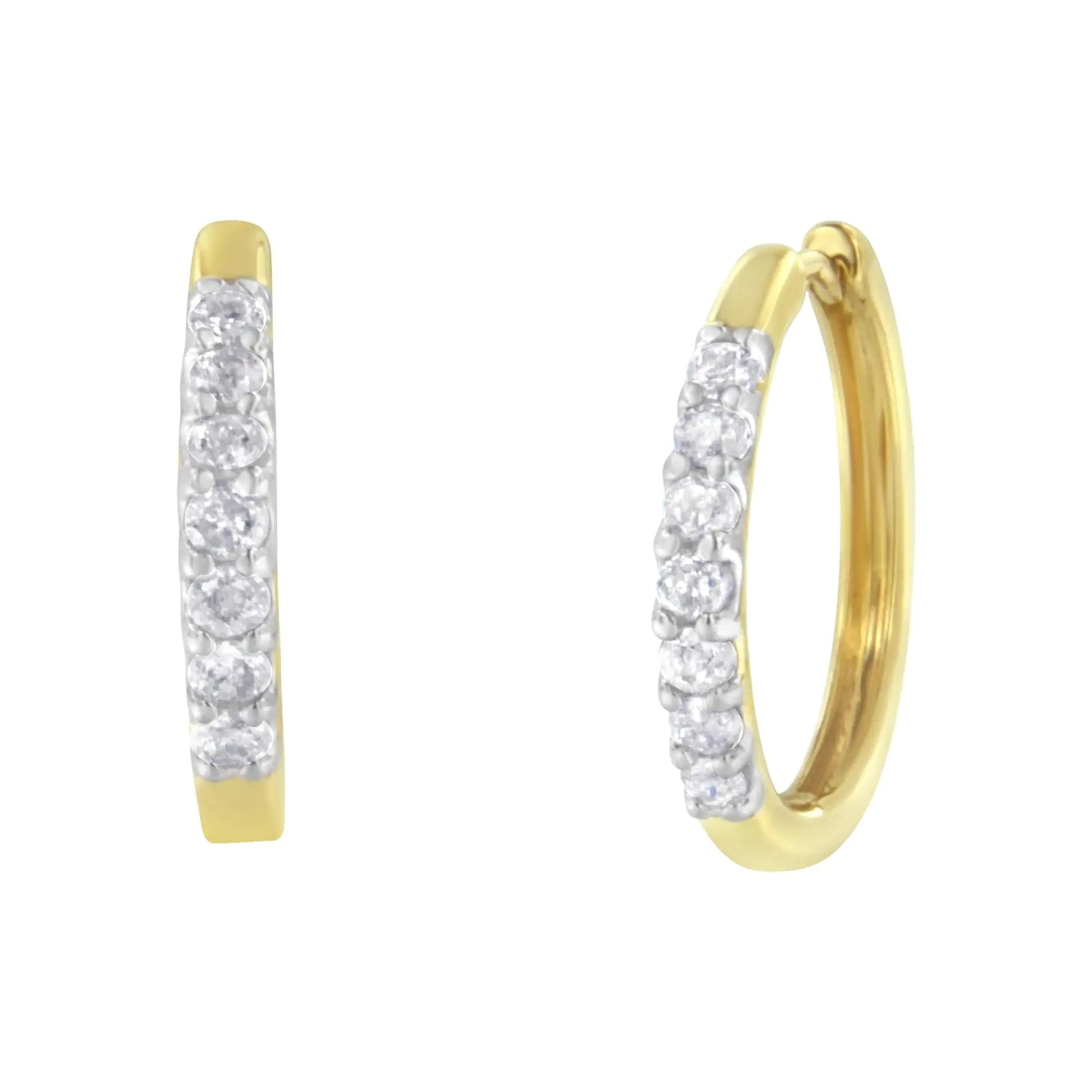 10KT Yellow Gold Diamond Hoop Earring (1/2 cttw, I-J Color, I2-I3 Clarity) WEM Support (www.WEM.support)