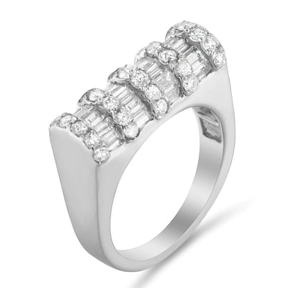 14K White Gold 1 7/8ct TDW Round and Baguette-cut Diamond Ring (G-H, SI2-I1) WEM Support (www.WEM.support)