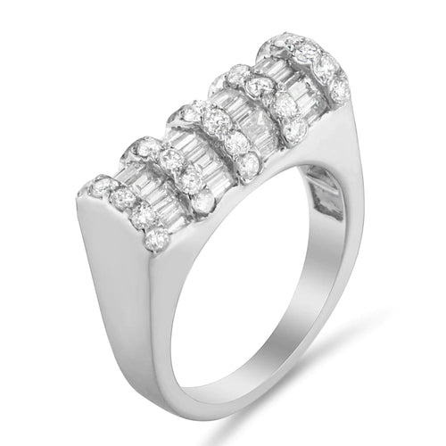 14K White Gold 1 7/8ct TDW Round and Baguette-cut Diamond Ring (G-H, SI2-I1) WEM Support (www.WEM.support)