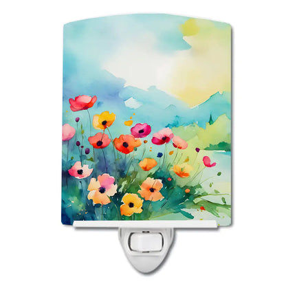 Anemones in Watercolor Ceramic Night Light WEM Support (www.WEM.support)
