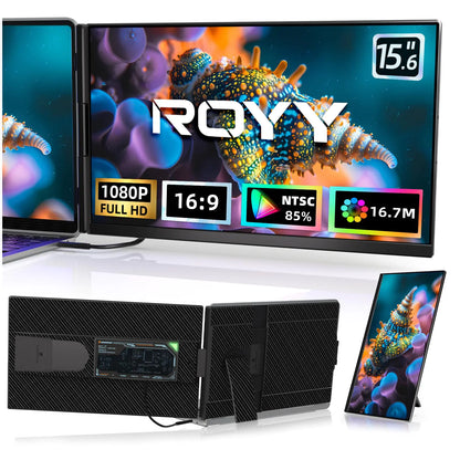 Laptop Screen Extender Dual Monitor - 15.6" Portable Monitor 85% NTSC IPS 1080P FHD Detachable Screen Extended Extra Screen USB-C/HDMI Port Compatible with Wins Mac Dex Chrome Fits 13"-17" Laptops