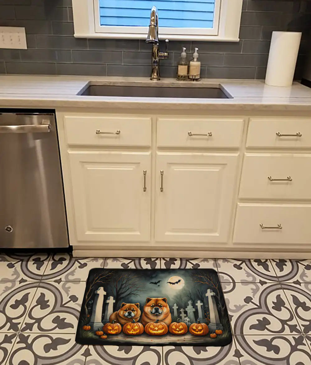 Chow Chow Spooky Halloween Memory Foam Kitchen Mat WEM Support (www.WEM.support)