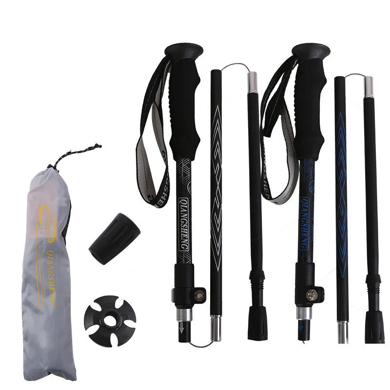 Outdoor Folding Five-section Straight Trekking Pole Trekking Pole WEM Support (www.WEM.support)