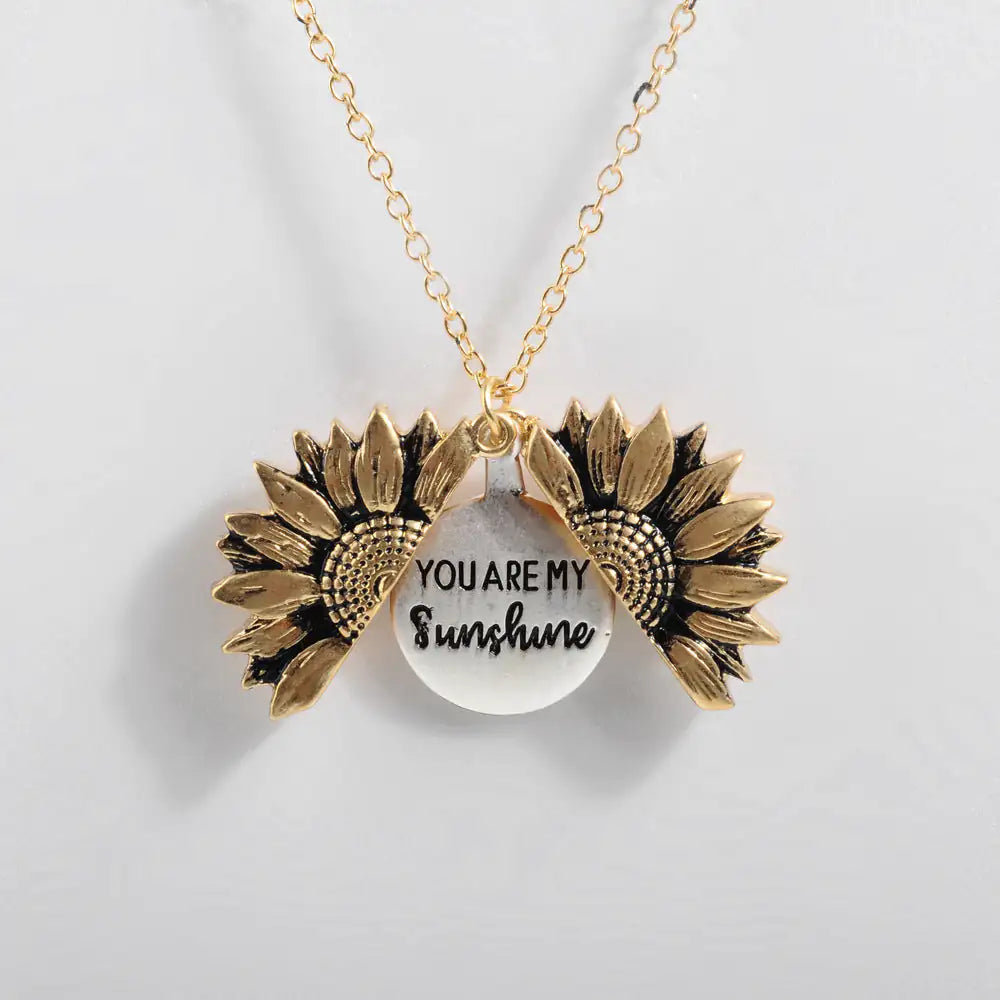 Sunflower Double-layer Lettering Necklace WEM Support (www.WEM.support)