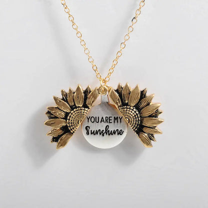 Sunflower Double-layer Lettering Necklace WEM Support (www.WEM.support)