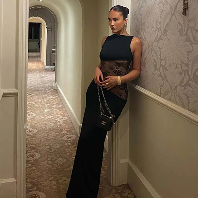 Elegant Hollow Lace Evening Gown HejK.com Marketplace LLC