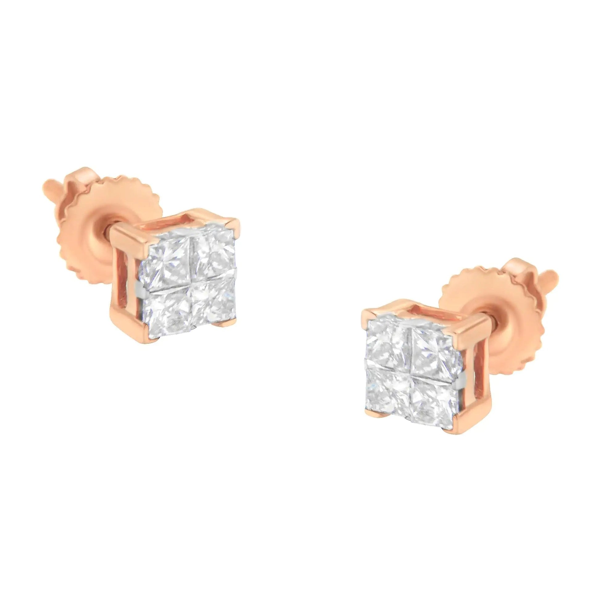 10K Gold Princess Diamond Composite Stud Earring (1/2 cttw, I-J Color, I1-I2 Clarity) WEM Support (www.WEM.support)