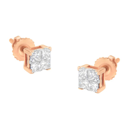 10K Gold Princess Diamond Composite Stud Earring (1/2 cttw, I-J Color, I1-I2 Clarity) WEM Support (www.WEM.support)