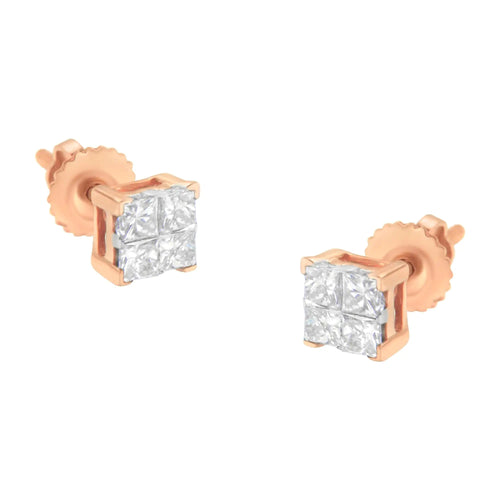 10K Gold Princess Diamond Composite Stud Earring (1/2 cttw, I-J Color, I1-I2 Clarity) WEM Support (www.WEM.support)