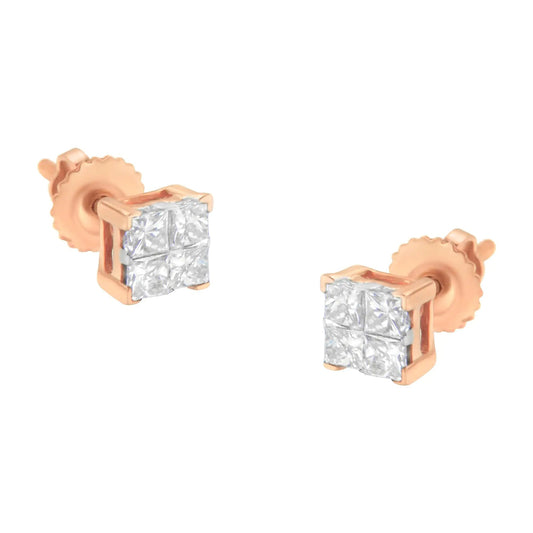 10K Gold Princess Diamond Composite Stud Earring (1/2 cttw, I-J Color, I1-I2 Clarity) WEM Support (www.WEM.support)