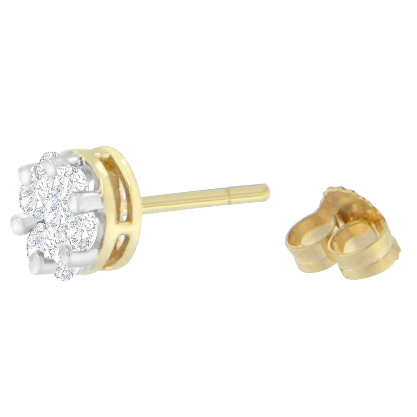 14K Yellow Gold Round-cut Diamond Earrings (1 cttw, I-J Color, SI1-SI2 Clarity) WEM Support (www.WEM.support)