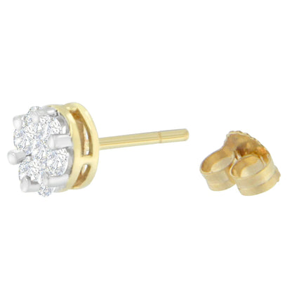14K Yellow Gold Round-cut Diamond Earrings (1 cttw, I-J Color, SI1-SI2 Clarity) WEM Support (www.WEM.support)