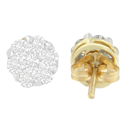 14K Yellow Gold Round-cut Diamond Earrings (1 cttw, I-J Color, SI1-SI2 Clarity) WEM Support (www.WEM.support)