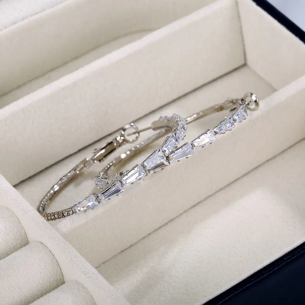 Simple Gold Ladies Zircon Earrings European And American Big Earrings WEM Support (www.WEM.support)