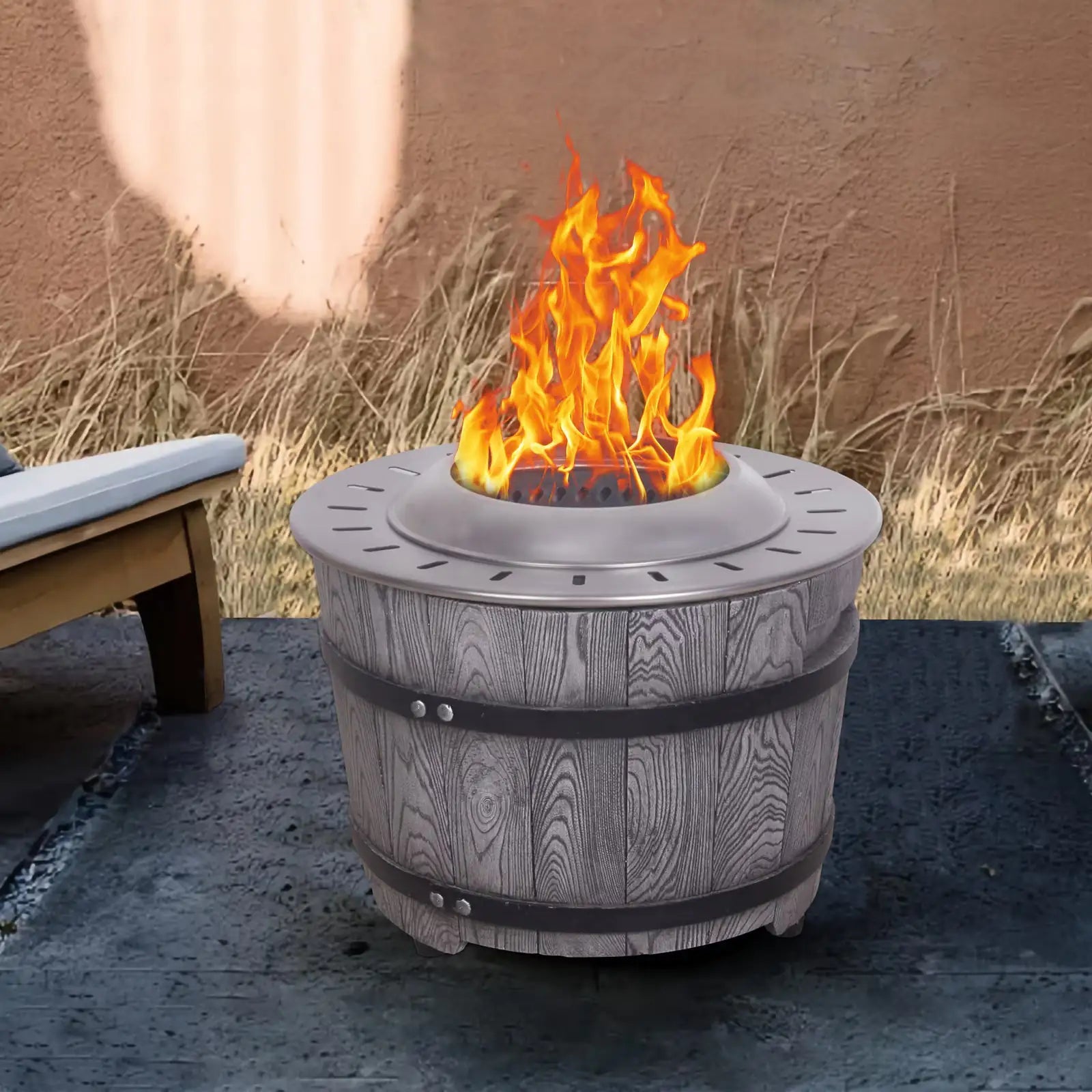 Smokeless Firepit With Wood Pellet Twig Wood As The Fuel, Wood Look WEM Support (www.WEM.support)