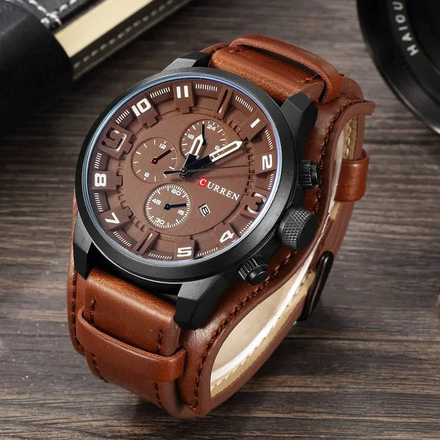 Male Leather Wristwatch WEM Support (www.WEM.support)