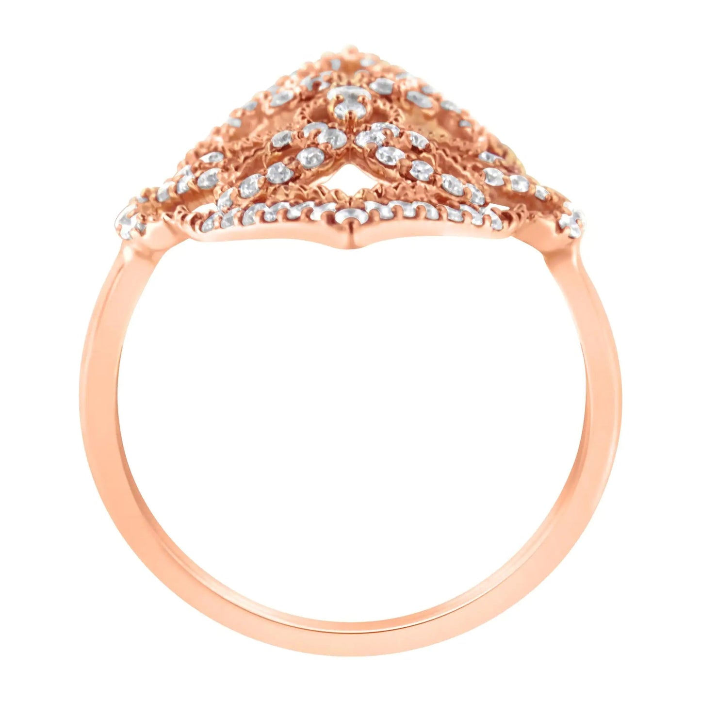 10K Rose Gold Diamond Cocktail Ring (1/2 Cttw, H-I Color, I1-I2 Clarity) WEM Support (www.WEM.support)