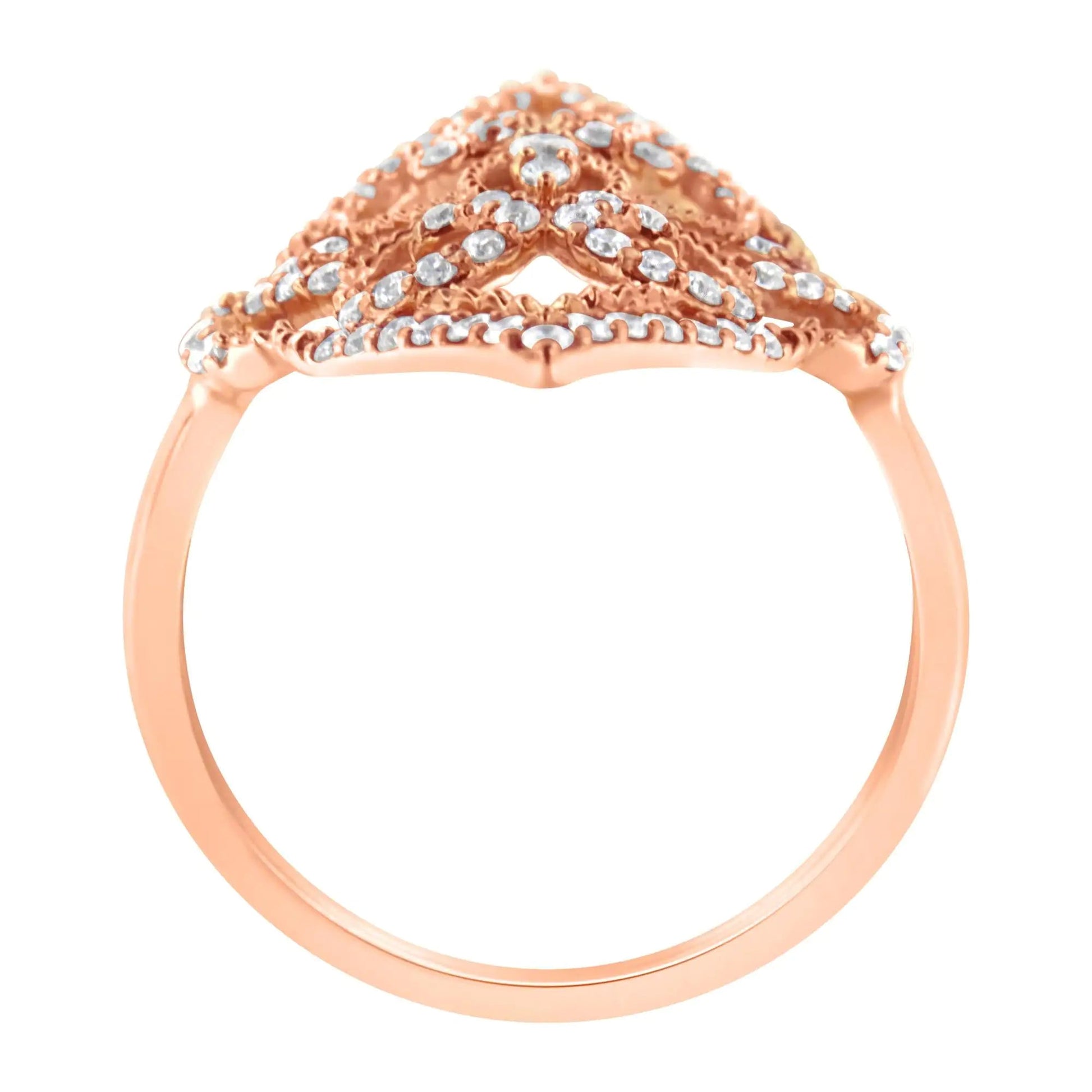 10K Rose Gold Diamond Cocktail Ring (1/2 Cttw, H-I Color, I1-I2 Clarity) WEM Support (www.WEM.support)