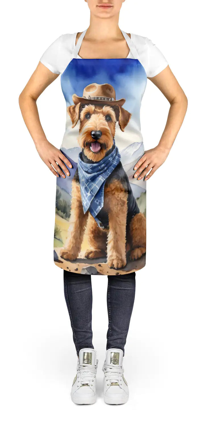 Airedale Terrier Cowboy Welcome Apron WEM Support (www.WEM.support)