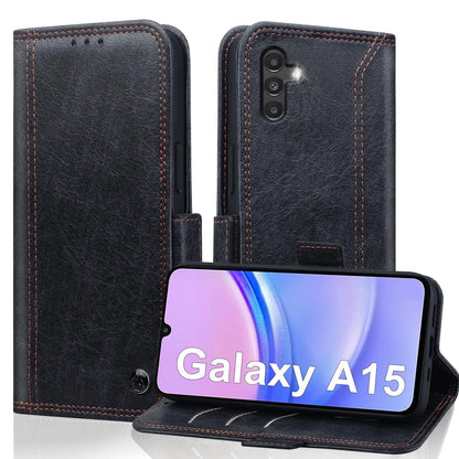 Wallet Case for Samsung Galaxy A15 5G with RFID Blocking Credit Card Holder, PU Leather Folio Flip Kickstand Protective Shockproof Cover Women Men for Galaxy A15 5G Phone Case - Black