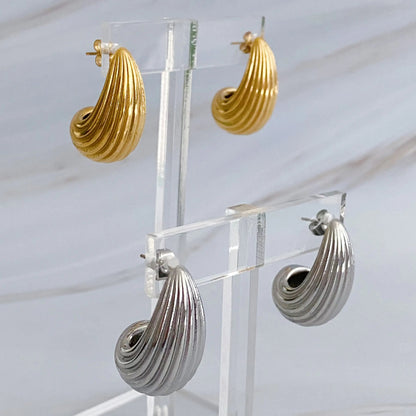 Cabled Teardrop Solid Stud Earrings WEM Support (www.WEM.support)