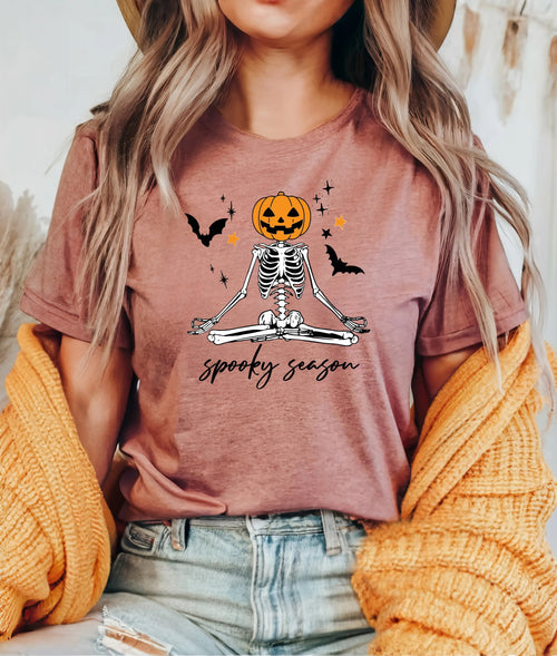 Spooky Season Shirt, Spooky Pumpkin Shirt, Halloween Skeleton Shirt WEM Support (www.WEM.support)