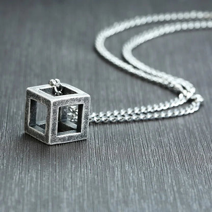 Retro Hollow Cube Pendant Necklace WEM Support (www.WEM.support)
