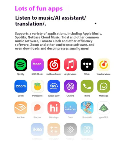 A collection of icons for various smartphone apps including music, translation, and communication apps.