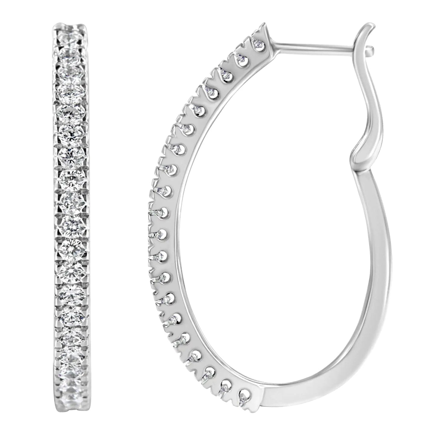 14KT White Gold 1 cttw Diamond Hoop Earrings (H-I, I1-I2) WEM Support (www.WEM.support)