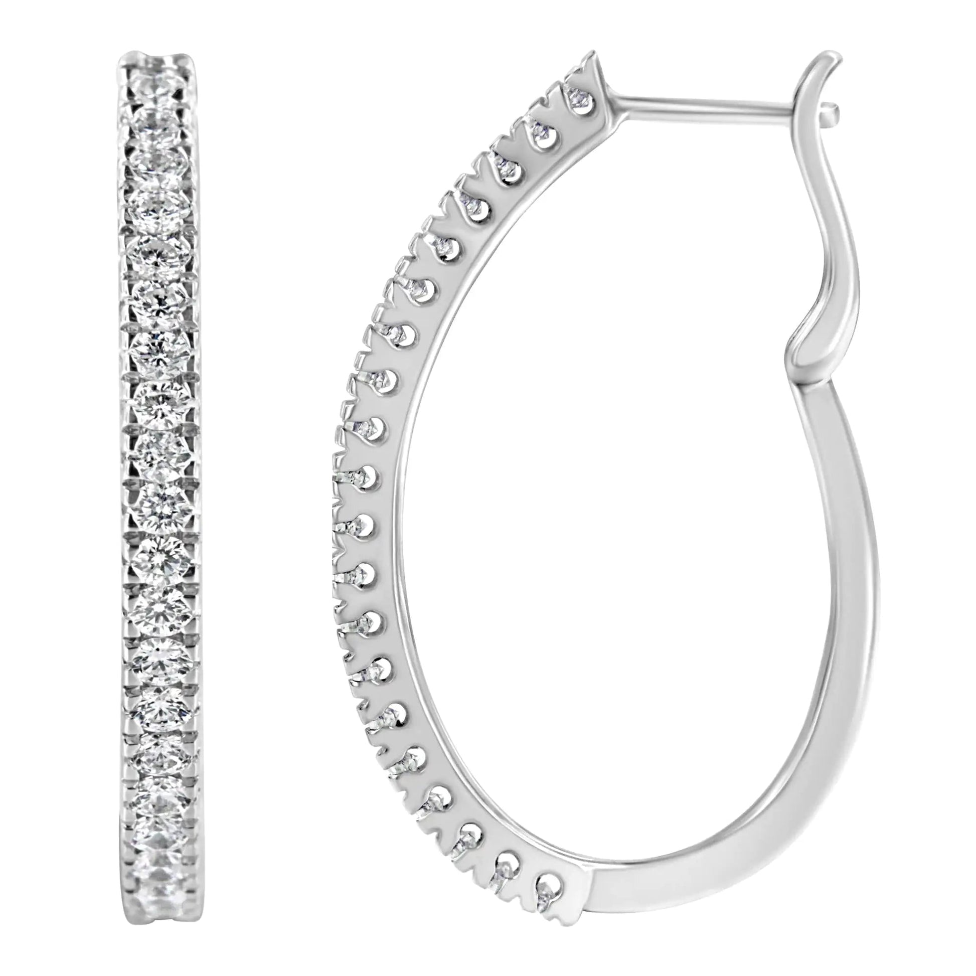 14KT White Gold 1 cttw Diamond Hoop Earrings (H-I, I1-I2) WEM Support (www.WEM.support)