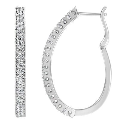 14KT White Gold 1 cttw Diamond Hoop Earrings (H-I, I1-I2) WEM Support (www.WEM.support)