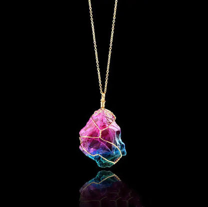 Seven-color, Natural Stone Rough Stone Winding, Crystal Pendant Transparent WEM Support (www.WEM.support)