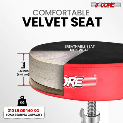 Banqueta para Bateria 5Core Acolchoada, Banquinho Giratório Ajustável para Guitarristas, Assento de Baterista, Cadeira Musical VERMELHO VELUDO WEM Support (www.WEM.support)