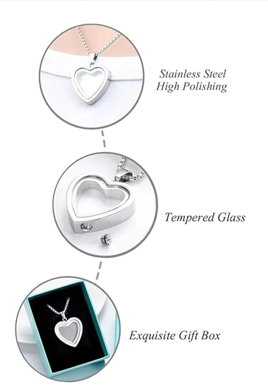 Heartfelt Remembrance: Stainless Steel Heart-Shaped Cremation Pendant WEM Support (www.WEM.support)