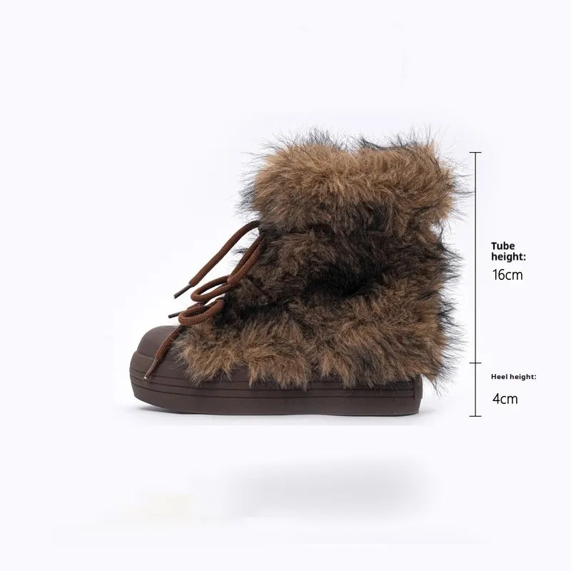 Thick Bottom Increased Fur Short Snow Boots WEM Support (www.WEM.support)