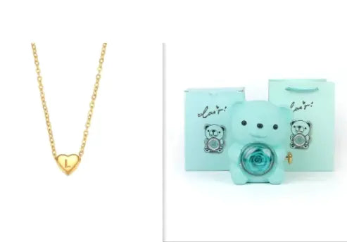 Rose Teddy Bear with Ring and Necklace WEM Support (www.WEM.support)