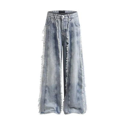 Jeans Destroyed Loose Burrs Wide Leg Bootcut Pants WEM Support (www.WEM.support)