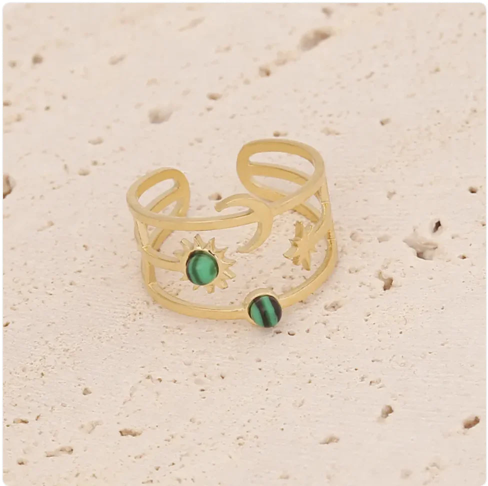 Women's Star & Moon Stainless Steel Ring WEM Support (www.WEM.support)