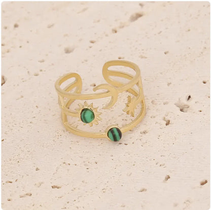 Women's Star & Moon Stainless Steel Ring WEM Support (www.WEM.support)