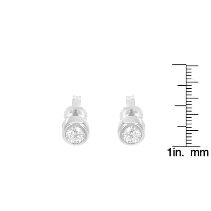 10K Gold 0.30 Cttw Round Brilliant-Cut Near Colorless Diamond Bezel-Set Stud Earrings (H-I Color, I1-I2 Clarity) WEM Support (www.WEM.support)