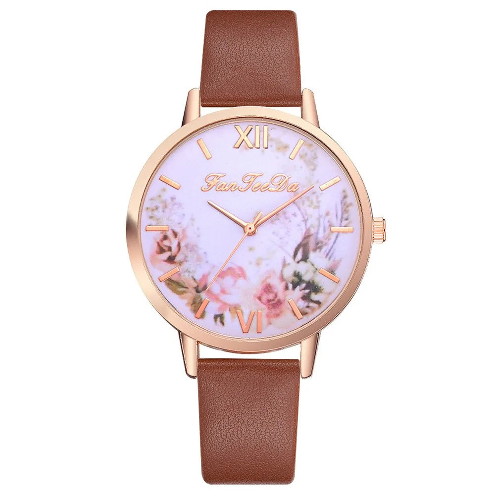 Tan Strap Floral Bee Watch WEM Support (www.WEM.support)