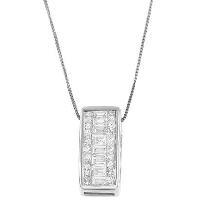 14K White Gold Princess and Baguette Cut Diamond Pendant Necklace (1/2 cttw, H-I Color, SI1-SI2 Clarity) WEM Support (www.WEM.support)