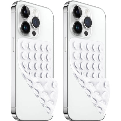 AZXYI 2 Pack Silicone Suction Cup Phone Case Mount Double Sided Non Slip Phone Accessories for Cellphone Hands-Free Strong Grip Silicon Phone Holder for Selfies and Videos (White)