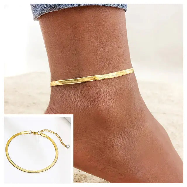 Adjustable Snake Chain Anklet for Women Girls WEM Support (www.WEM.support)