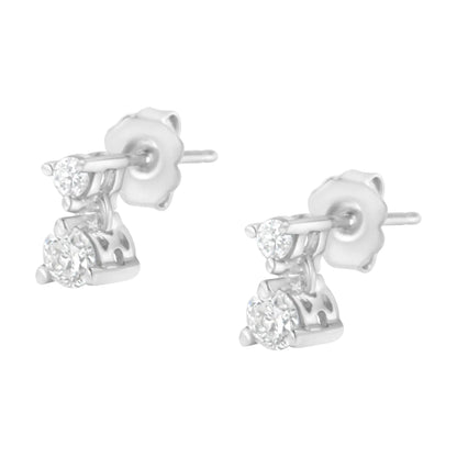 14KT White Gold 1/2 cttw Double Diamond Dangle Stud Earrings (H-I, I1-I2) WEM Support (www.WEM.support)